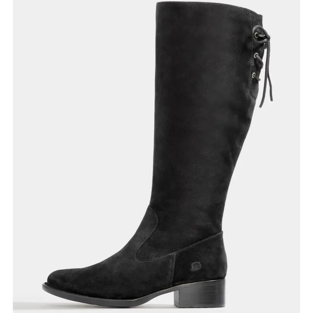 BORN Cotto Tall Boot black suede size 6 wide calf